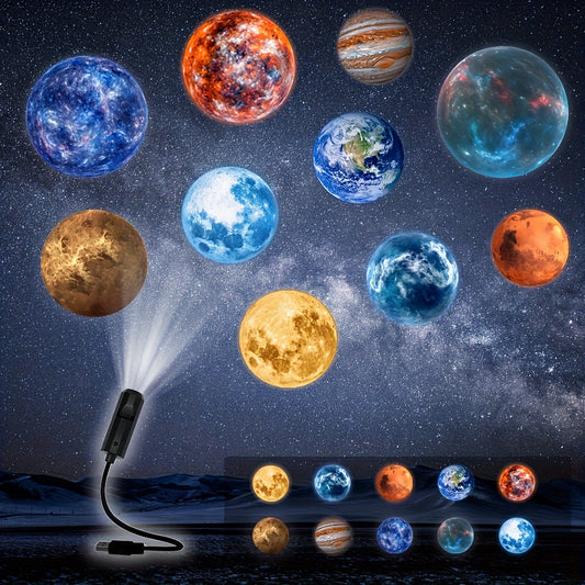 🌙 Moon USB Projector Lamp | 10 Swappable Projection Lenses | Starry Sky & 3D Night Light for Bedroom & Photo Shoots | Unique Gift