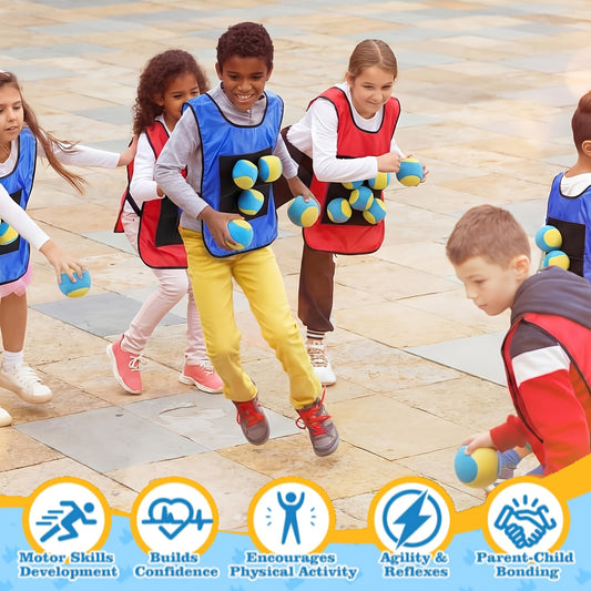 Sticky Ball Game Set – 5-Piece Throw & Catch Family Fun | 1 Vest + 4 Balls | Safe for Kids 3+