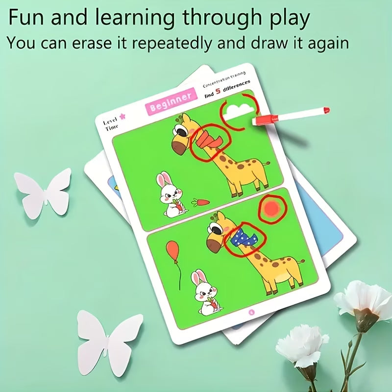 🧠 Focus Training Puzzle Cards Erasable & Reusable  Brain Development Toy