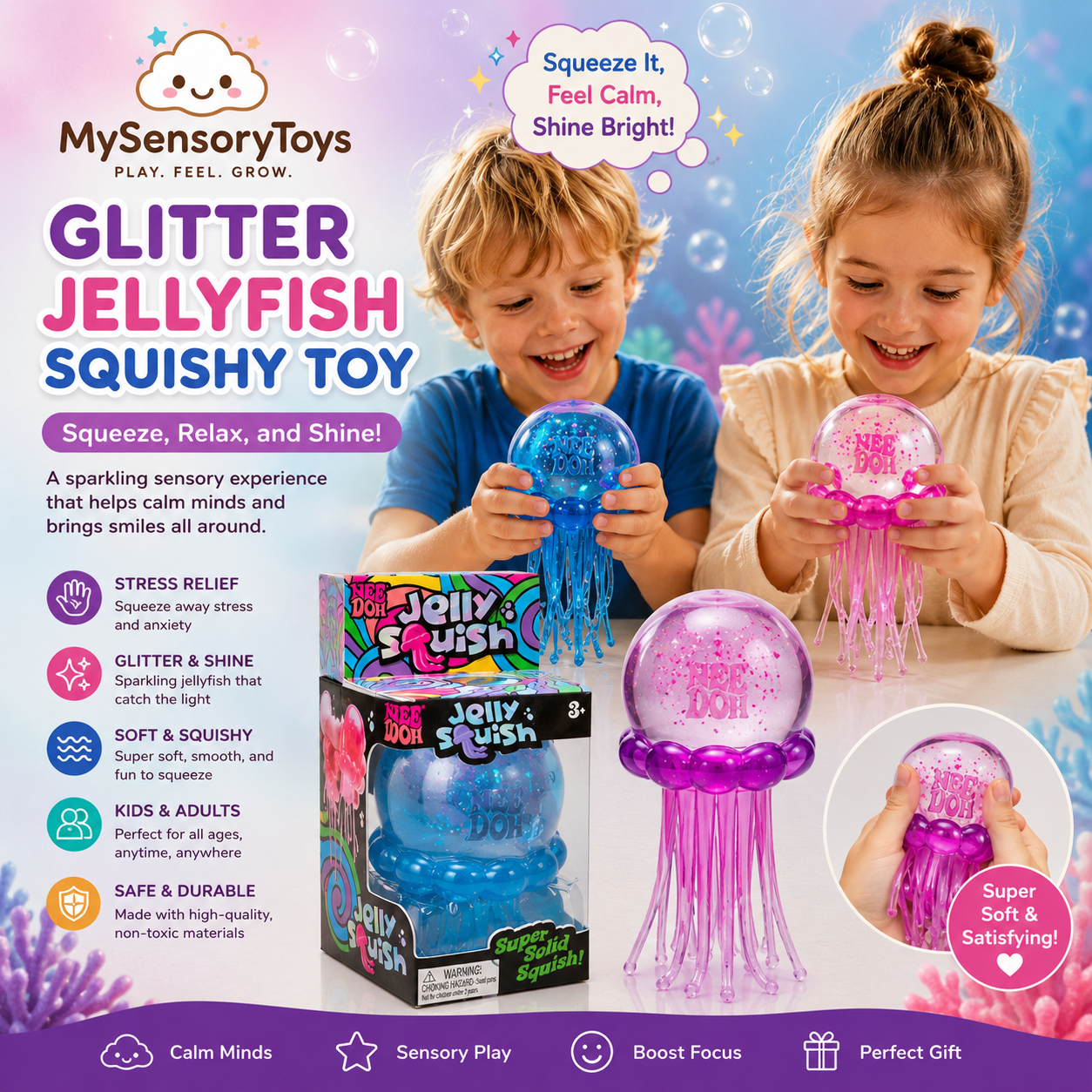 ✨  Jellyfish Squishy Soft  Squeeze Sensory Stress Toys