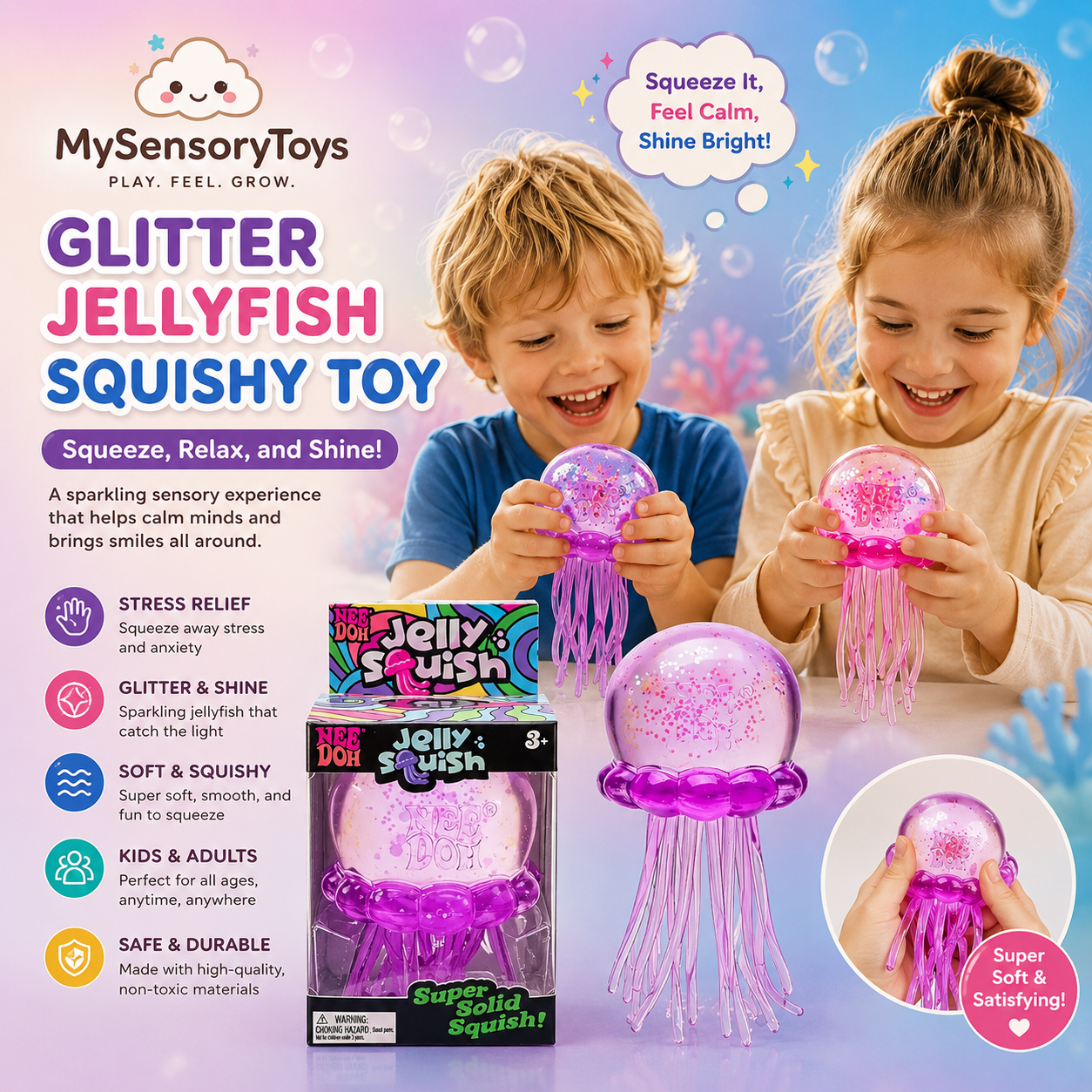 ✨  Jellyfish Squishy Soft  Squeeze Sensory Stress Toys