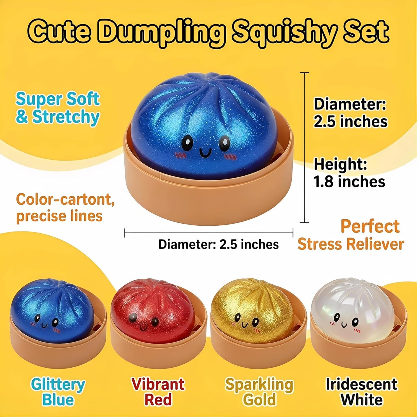 ✨ Glitter Dumpling Squishy Stress & Anxiety Relief Toy