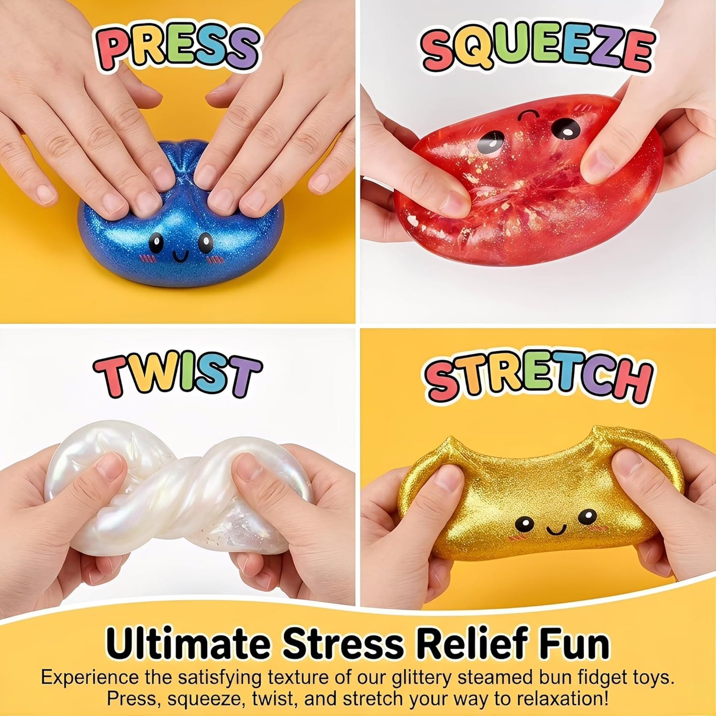✨ Glitter Dumpling Squishy Stress & Anxiety Relief Toy