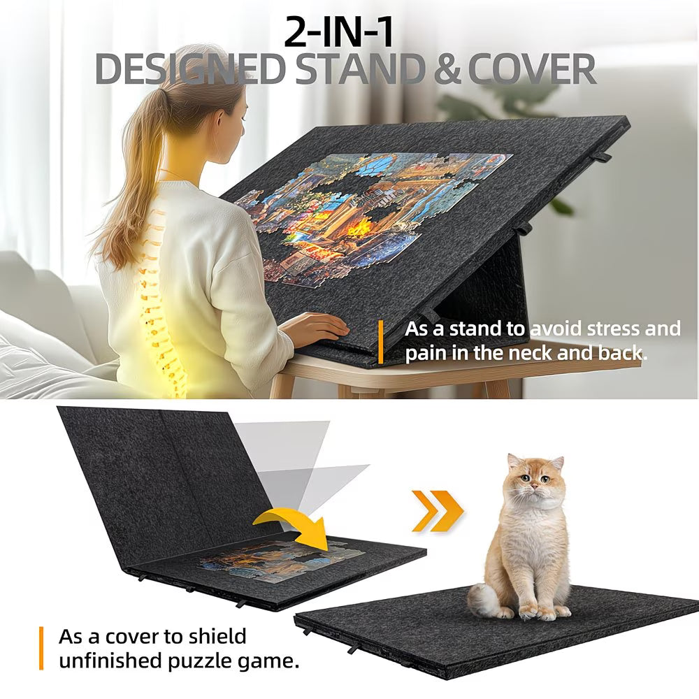 Premium Felt Jigsaw Puzzle Board — 6 Colour-Coded Drawers, Dustproof Cover & Tilt Stand | Up to 1000 Pieces