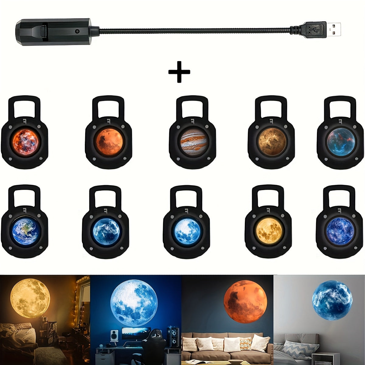 🌙 Moon USB Projector Starry Sky & 3D Night Light