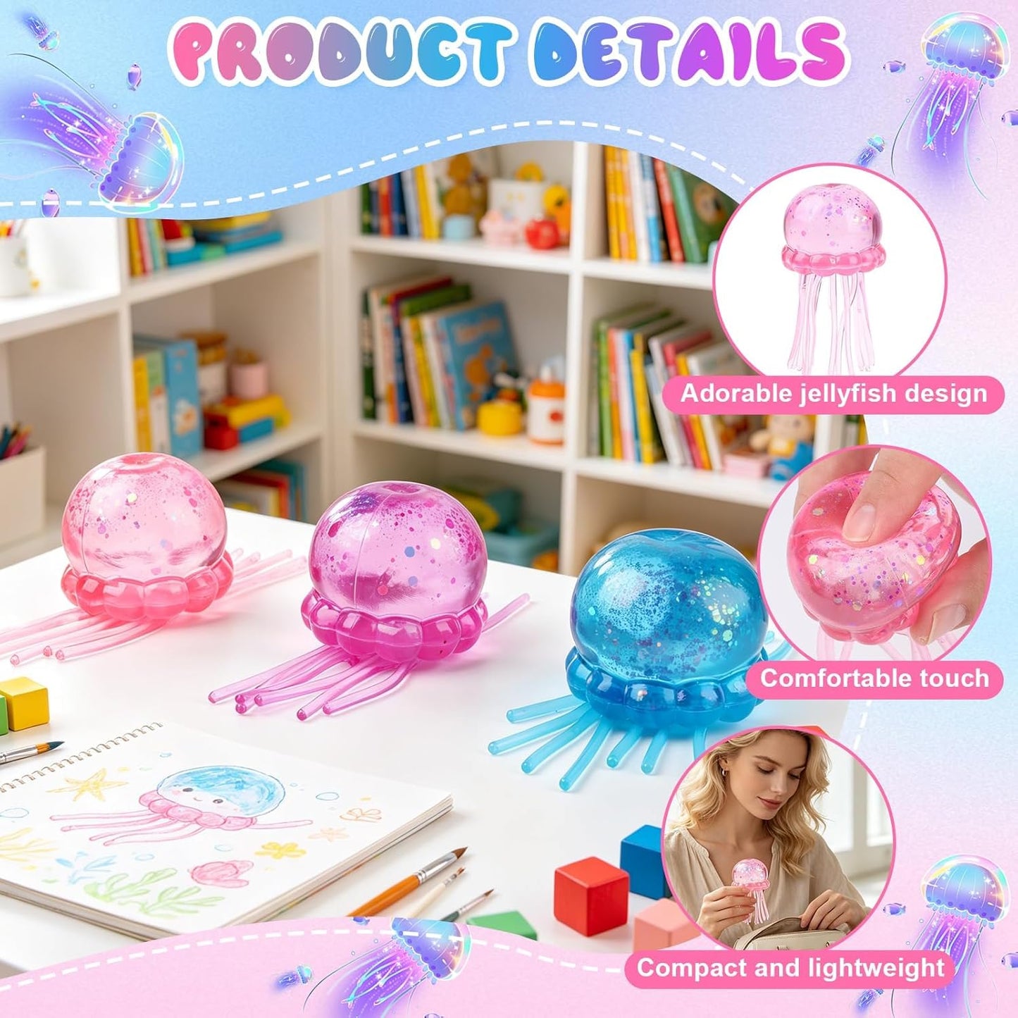 ✨  Jellyfish Squishy Soft  Squeeze Sensory Stress Toys