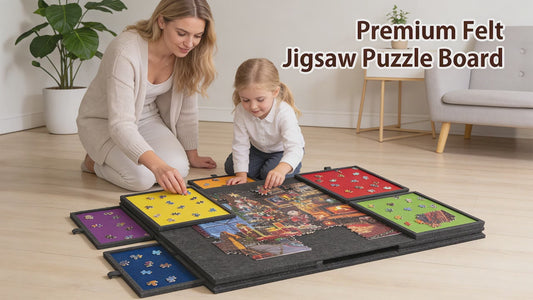 Premium Felt Jigsaw Puzzle Board — 6 Colour-Coded Drawers, Dustproof Cover & Tilt Stand | Up to 1000 Pieces
